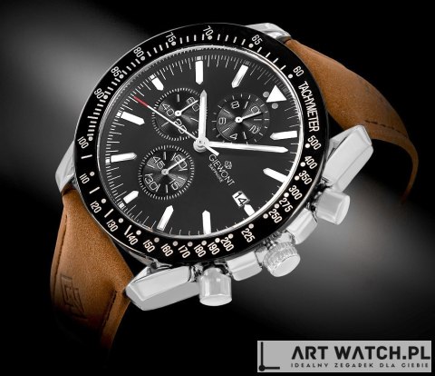 Zegarek Męski Giewont Chronograph Sapphire Brązowo Czarny GW8720-A1