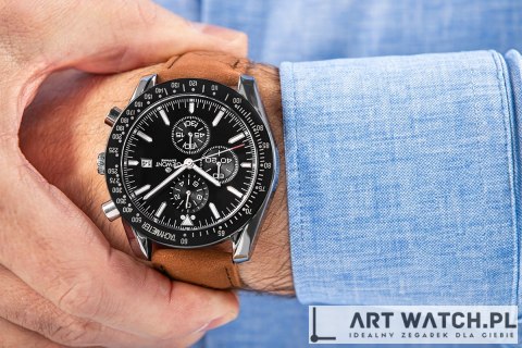 Zegarek Męski Giewont Chronograph Sapphire Brązowo Czarny GW8720-A1