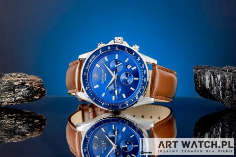 Zegarek Męski Giewont Chronograph Sapphire Brązowo Niebieski GW3520-A5