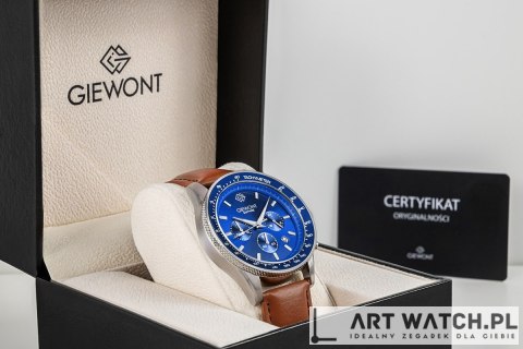Zegarek Męski Giewont Chronograph Sapphire Brązowo Niebieski GW3520-A5