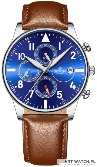 Zegarek Męski Giewont Chronograph Sapphire Brązowo Niebieski GW5630-A6