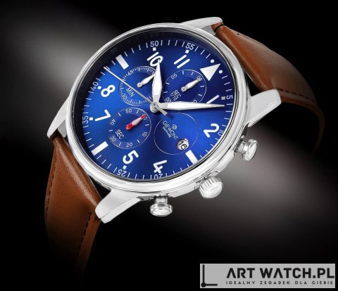 Zegarek Męski Giewont Chronograph Sapphire Brązowo Niebieski GW5630-A6