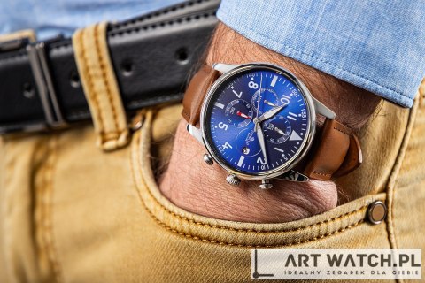 Zegarek Męski Giewont Chronograph Sapphire Brązowo Niebieski GW5630-A6