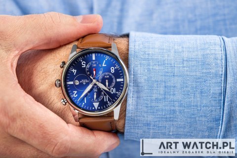 Zegarek Męski Giewont Chronograph Sapphire Brązowo Niebieski GW5630-A6