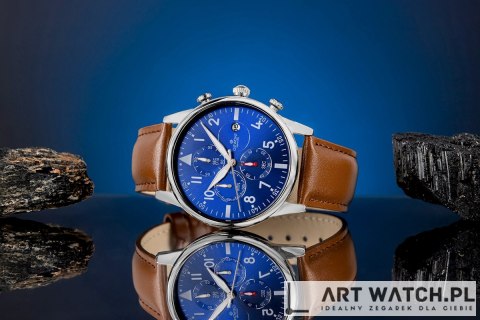 Zegarek Męski Giewont Chronograph Sapphire Brązowo Niebieski GW5630-A6