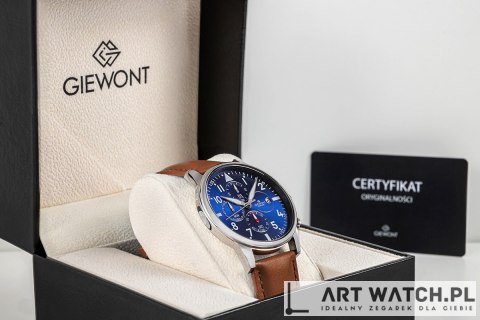 Zegarek Męski Giewont Chronograph Sapphire Brązowo Niebieski GW5630-A6