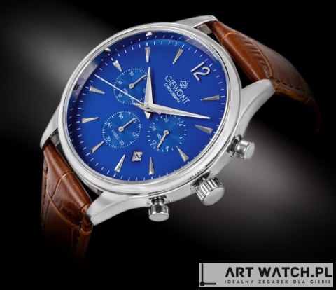 Zegarek Męski Giewont Chronograph Sapphire Brązowo Niebieski GW6310-A5