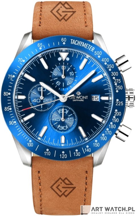 Zegarek Męski Giewont Chronograph Sapphire Brązowo Niebieski GW8720-A2
