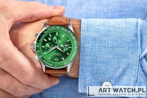 Zegarek Męski Giewont Chronograph Sapphire Brązowo Zielony GW3520-A6