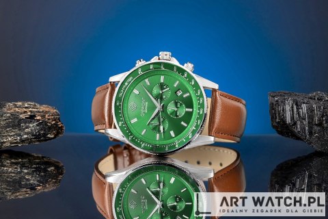 Zegarek Męski Giewont Chronograph Sapphire Brązowo Zielony GW3520-A6
