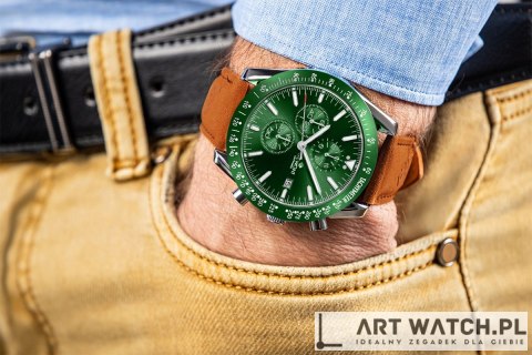 Zegarek Męski Giewont Chronograph Sapphire Brązowo Zielony GW8720-A3