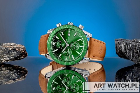 Zegarek Męski Giewont Chronograph Sapphire Brązowo Zielony GW8720-A3