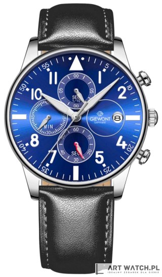 Zegarek Męski Giewont Chronograph Sapphire Czarno Niebieski GW5630-A3