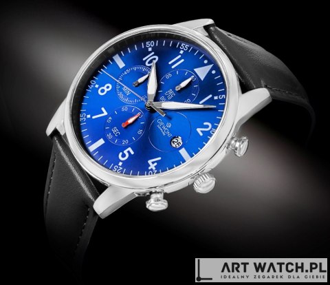 Zegarek Męski Giewont Chronograph Sapphire Czarno Niebieski GW5630-A3