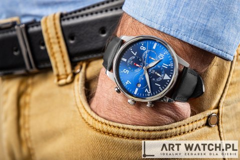 Zegarek Męski Giewont Chronograph Sapphire Czarno Niebieski GW5630-A3