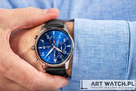 Zegarek Męski Giewont Chronograph Sapphire Czarno Niebieski GW5630-A3