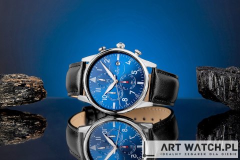 Zegarek Męski Giewont Chronograph Sapphire Czarno Niebieski GW5630-A3