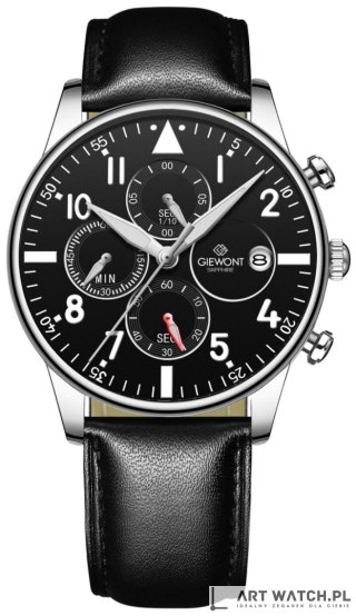 Zegarek Męski Giewont Chronograph Sapphire Czarno Srebrny GW5630-A2