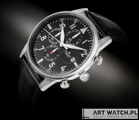 Zegarek Męski Giewont Chronograph Sapphire Czarno Srebrny GW5630-A2
