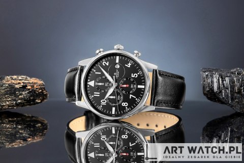 Zegarek Męski Giewont Chronograph Sapphire Czarno Srebrny GW5630-A2