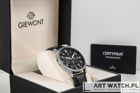 Zegarek Męski Giewont Chronograph Sapphire Czarno Srebrny GW5630-A2