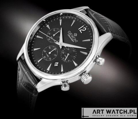 Zegarek Męski Giewont Chronograph Sapphire Czarno Srebrny GW6310-A2