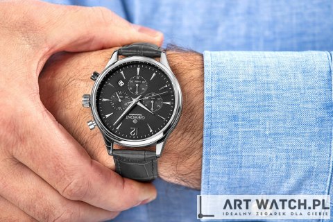 Zegarek Męski Giewont Chronograph Sapphire Czarno Srebrny GW6310-A2