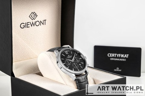 Zegarek Męski Giewont Chronograph Sapphire Czarno Srebrny GW6310-A2