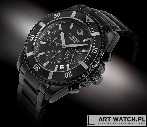 Zegarek Męski Giewont Chronograph Sapphire Czarno Tytanowy GW3970-B1
