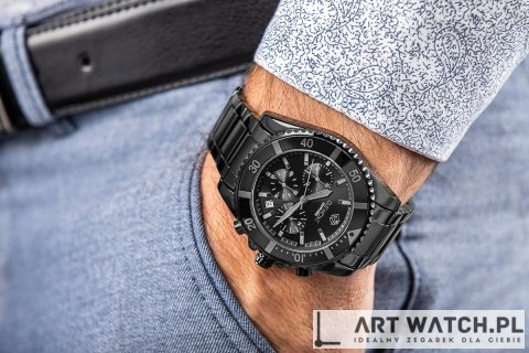 Zegarek Męski Giewont Chronograph Sapphire Czarno Tytanowy GW3970-B1
