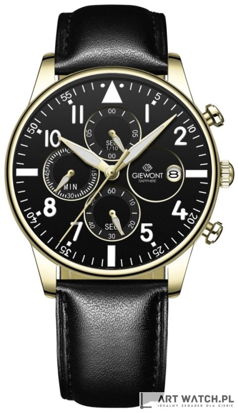 Zegarek Męski Giewont Chronograph Sapphire Czarno Złoty GW5630-A4