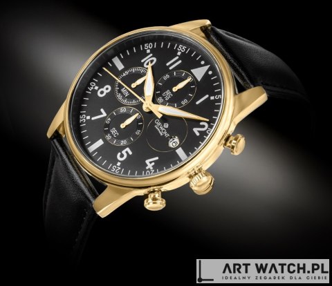 Zegarek Męski Giewont Chronograph Sapphire Czarno Złoty GW5630-A4