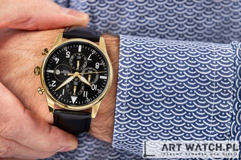 Zegarek Męski Giewont Chronograph Sapphire Czarno Złoty GW5630-A4