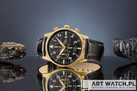 Zegarek Męski Giewont Chronograph Sapphire Czarno Złoty GW5630-A4