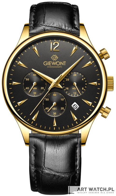 Zegarek Męski Giewont Chronograph Sapphire Czarno Złoty GW6310-A4