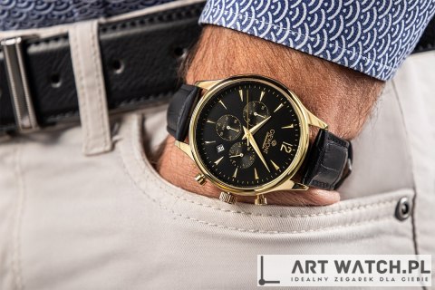 Zegarek Męski Giewont Chronograph Sapphire Czarno Złoty GW6310-A4