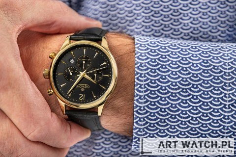 Zegarek Męski Giewont Chronograph Sapphire Czarno Złoty GW6310-A4