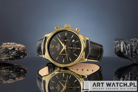 Zegarek Męski Giewont Chronograph Sapphire Czarno Złoty GW6310-A4