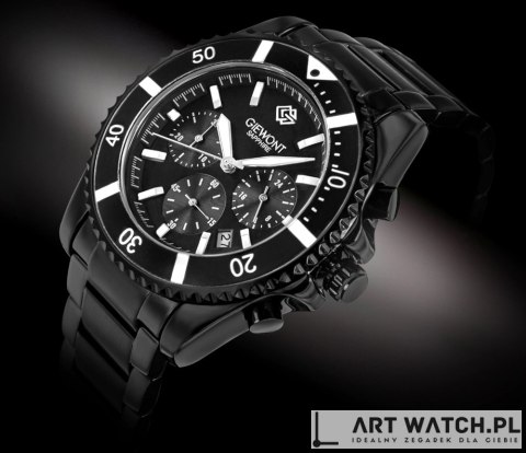 Zegarek Męski Giewont Chronograph Sapphire Czarny GW3970-B4