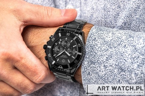 Zegarek Męski Giewont Chronograph Sapphire Czarny GW3970-B4