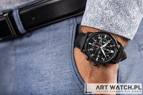 Zegarek Męski Giewont Chronograph Sapphire Czarny GW5630-A1