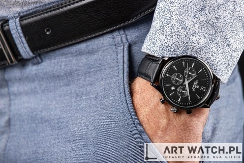 Zegarek Męski Giewont Chronograph Sapphire Czarny GW6310-A1