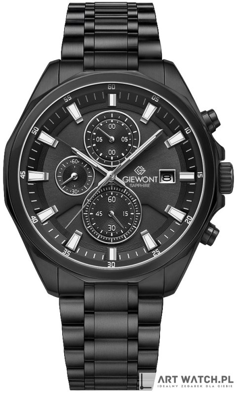 Zegarek Męski Giewont Chronograph Sapphire Czarny GW7290-B1