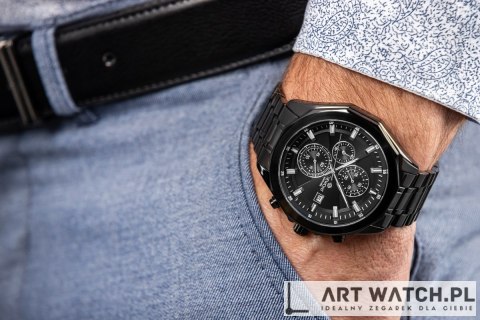 Zegarek Męski Giewont Chronograph Sapphire Czarny GW7290-B1