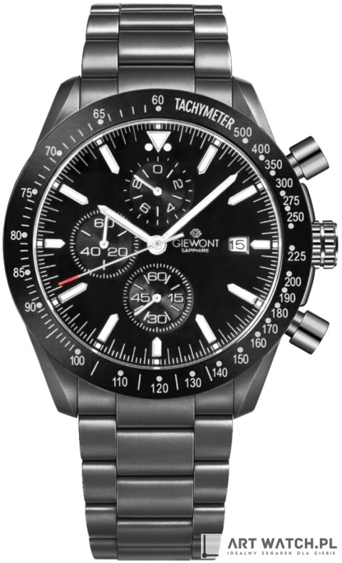 Zegarek Męski Giewont Chronograph Sapphire Czarny GW8720-B1