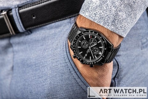 Zegarek Męski Giewont Chronograph Sapphire Czarny GW8720-B1