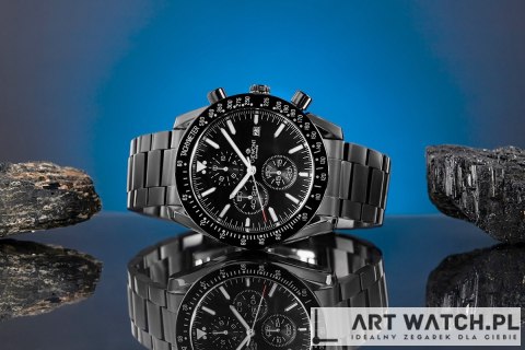 Zegarek Męski Giewont Chronograph Sapphire Czarny GW8720-B1