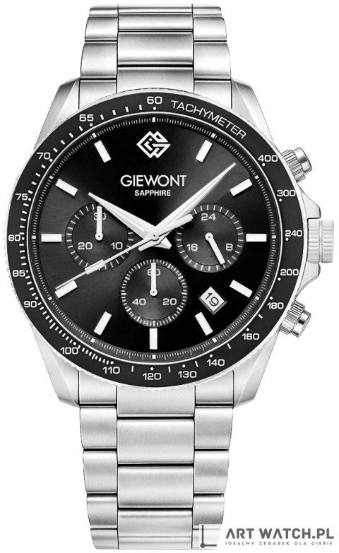 Zegarek Męski Giewont Chronograph Sapphire Srebrno Czarny GW3520-B2