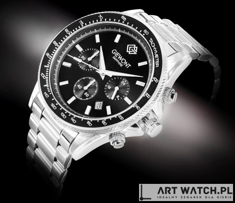 Zegarek Męski Giewont Chronograph Sapphire Srebrno Czarny GW3520-B2