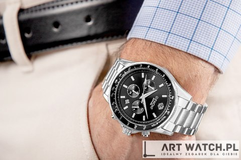 Zegarek Męski Giewont Chronograph Sapphire Srebrno Czarny GW3520-B2